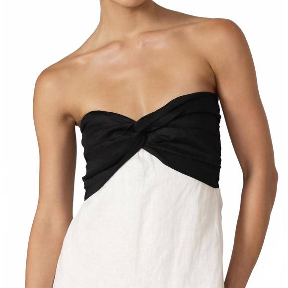 NEW LUSANA melody linen maxi dress in white black
